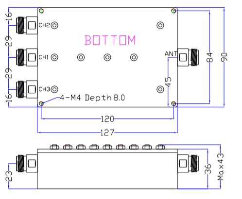 902~960MHz&1805~1880MHz&2110~2170MHz Multiplexer with 3 Channels9.png