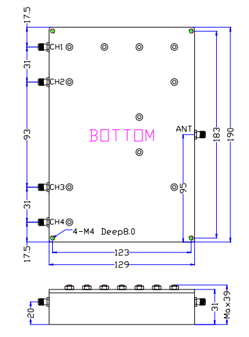 791~821MHz&1805~1880MHz&2110~2170MHz&2620~2690MHz Multiplexer with 4 Channels9.png