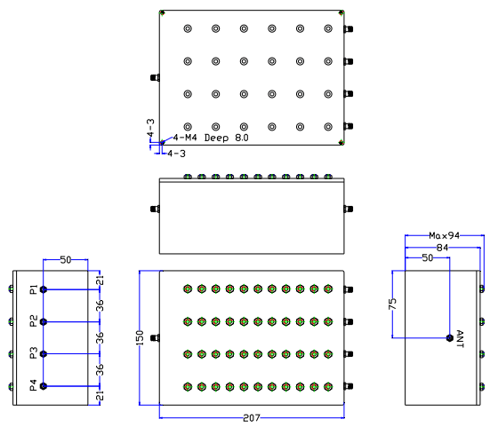 380~385MHz&390~395MHz&410~415MHz&420~425MHz Multiplexer with 4 Channels9.png