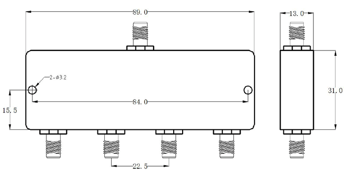 5~500MHz 4 Way Millimeter Wave Power Divider9.png