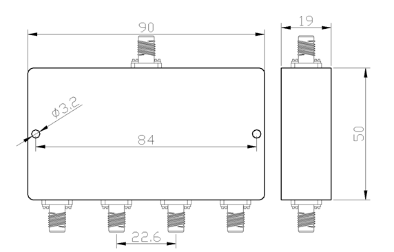 4 Way Power Divider With SMA Female Connectors From 1000MHz to 2000MHz Rate at 20 Watt5.png