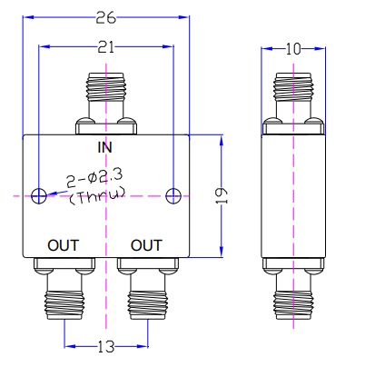 18~40GHz 2 Way Millimeter Wave Power Divider9.png